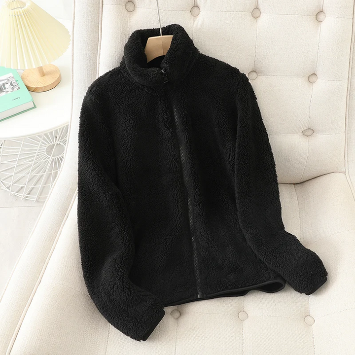 Soft Warm Women's Fleece Vest with High Collar and Zipper