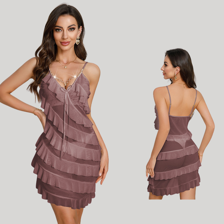 Dames Mini Jurk met Ruches en Asymmetrisch Ontwerp
