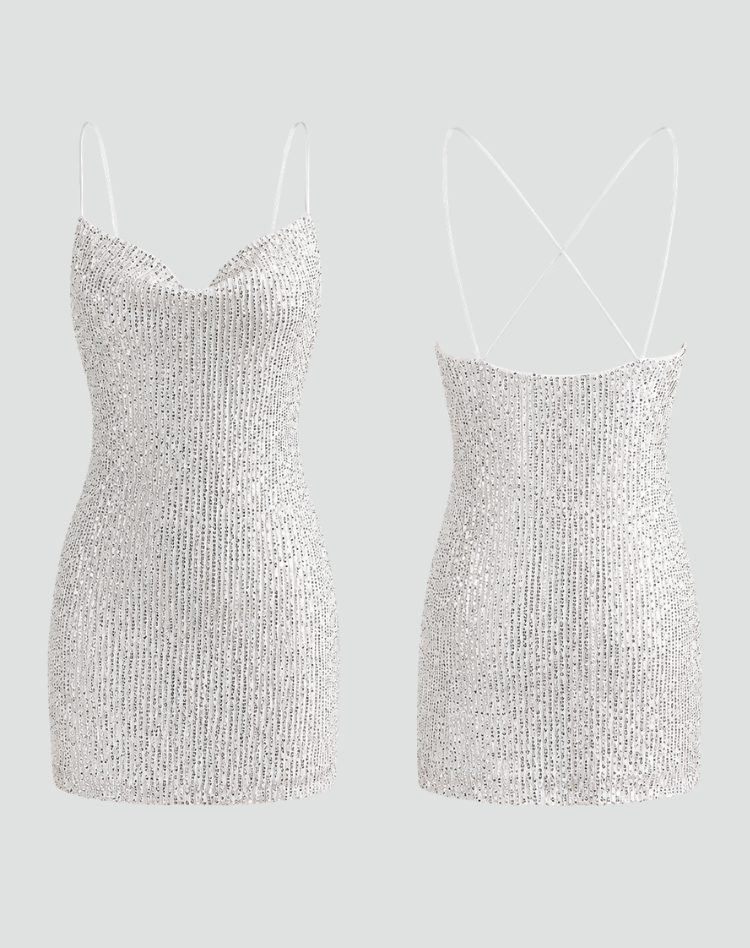 Robe Mini à Paillettes Brillantes pour Femmes