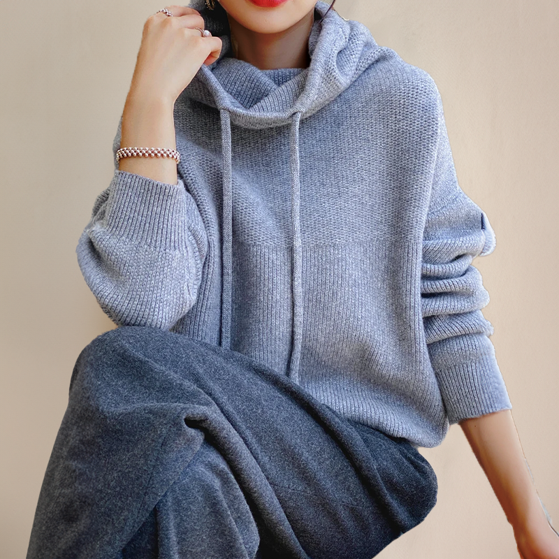 Knitted Oversized Hoodie with Hood