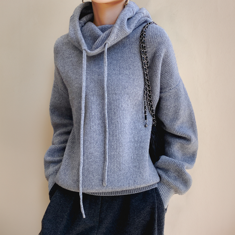 Knitted Oversized Hoodie with Hood