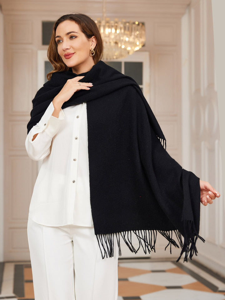 Elegant Soft Women's Wool Scarf with Fringes