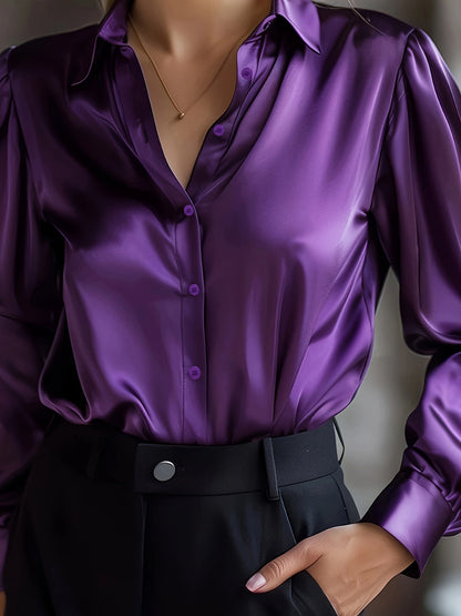 Luxe Blouse voor Vrouwen met Knoopsluiting en Lange Mouwen