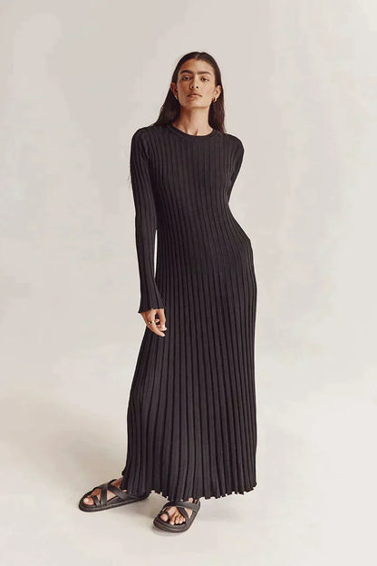 Stijlvolle Dames Maxi Sweater Jurk Met Lange Mouwen
