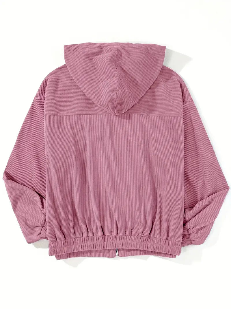 Laura | Casual Ribfluwelen Jas met Rits