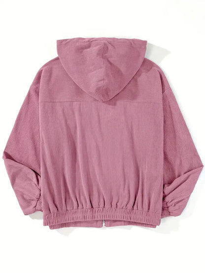 Laura | Casual Ribfluwelen Jas met Rits