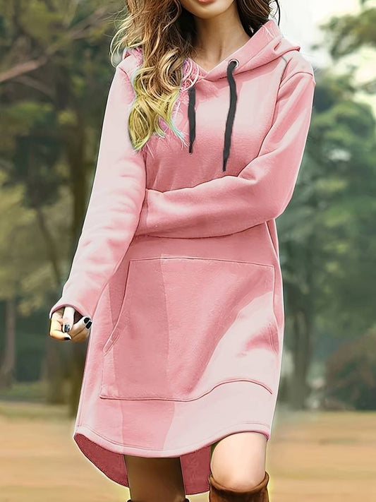 Stijlvolle Comfortabele Dames Sweater Jurk Met Hoodie