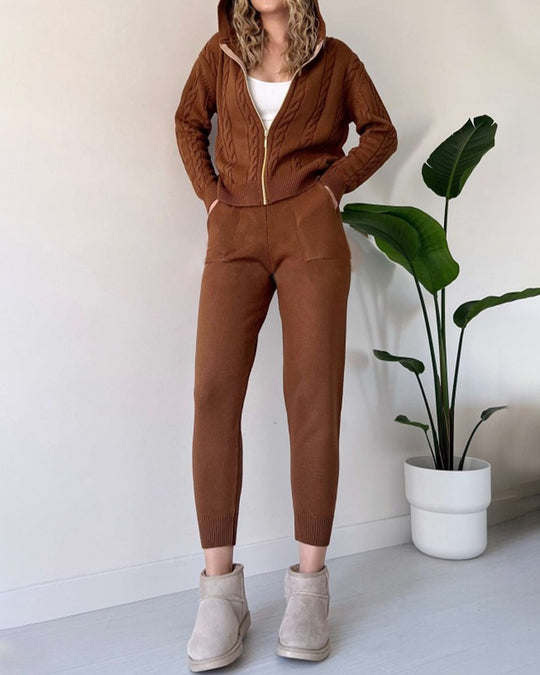 Dames 2-delige Loungeset met Gebreid Vest en Broek