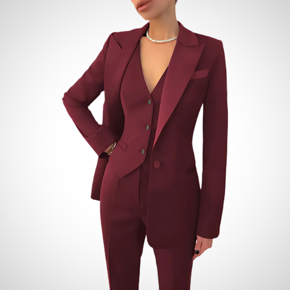 Luxe 3-Delige Dames Blazer Set met Gilet en Slim Fit Pantalon