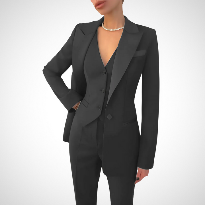 Ensemble 3 pièces de luxe et élégant pour femmes avec blazer, gilet et pantalon