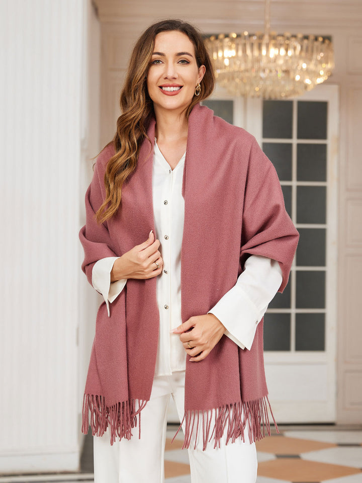 Elegant Soft Women's Wool Scarf with Fringes