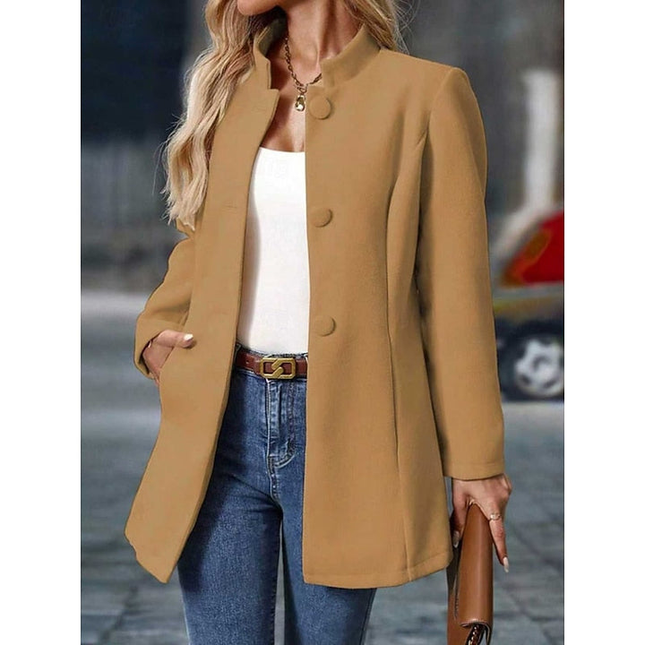 Yellow single-breasted stand collar Coat