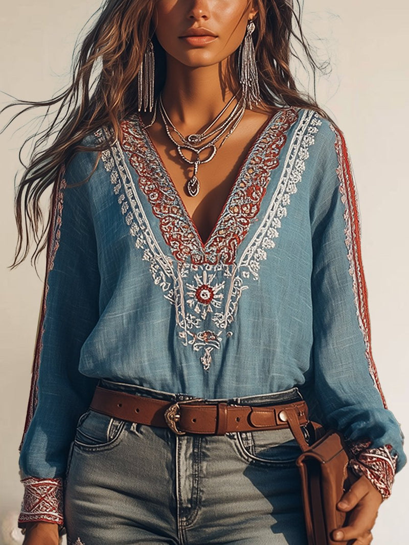 Hannie | Bluzka w stylu boho z detalicznym haftem