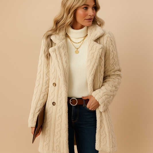 Lange Warme Teddy Winter Jas met Knopen