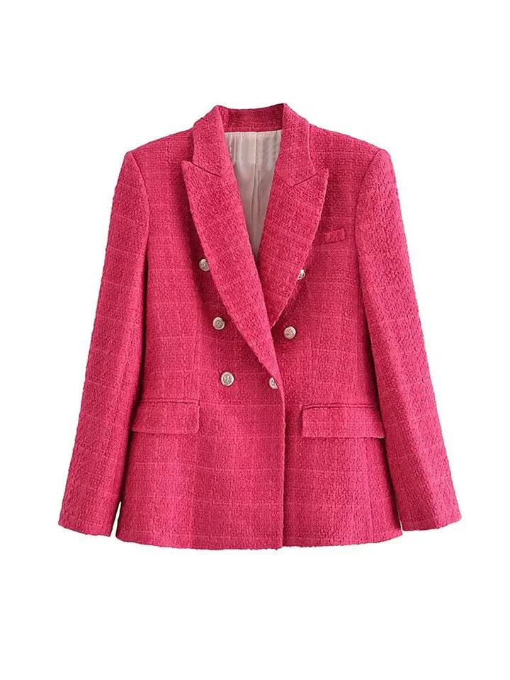 Blazer Femme Structuré Chic avec Fermeture Double Boutonnage Raffinée