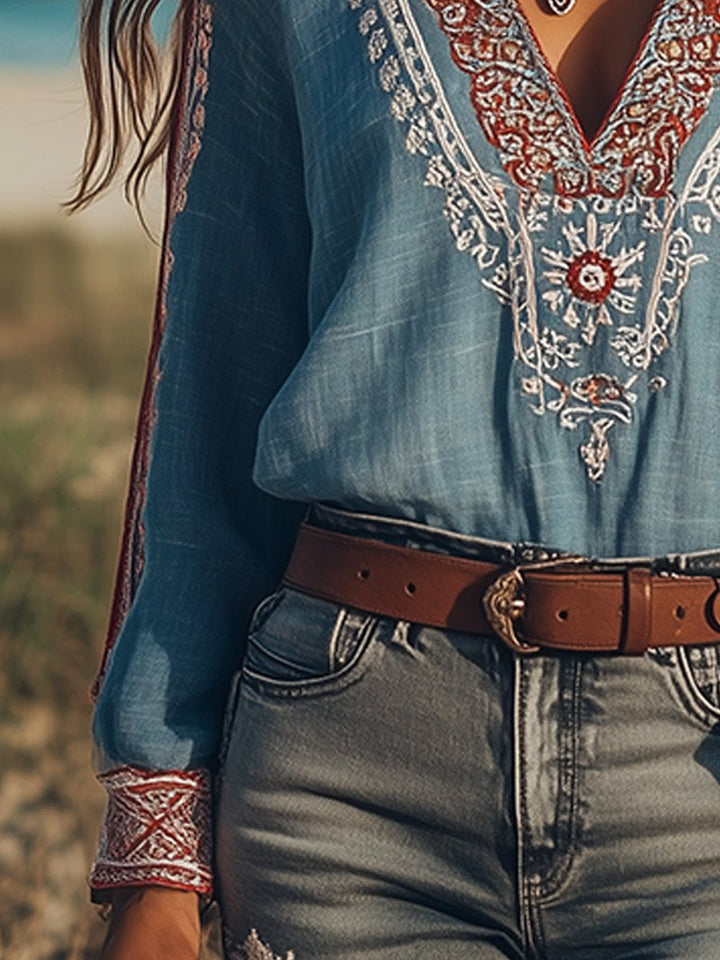 Hannie | Bluzka w stylu boho z detalicznym haftem