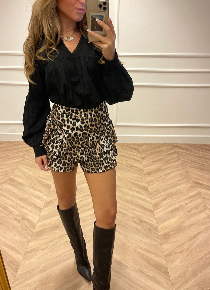 Aliz | Speelse Ruffle Rok met Luipaardprint