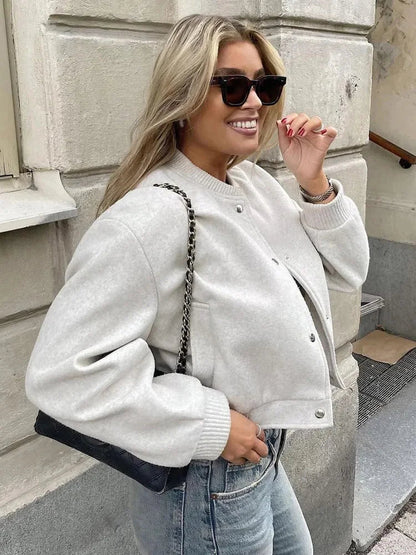 Stijlvolle Moderne Dames Bomberjack met Drukknopen