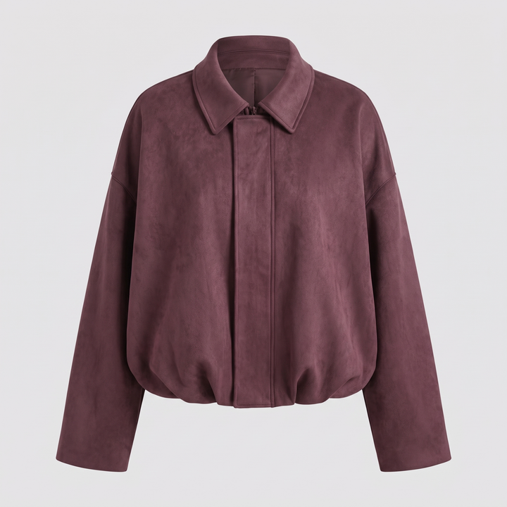 Cropped Suède Dames Bomberjack met Epauletten en Ritssluiting