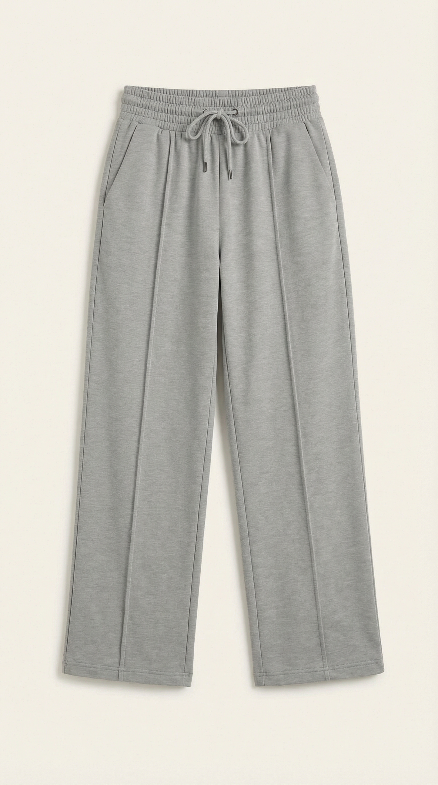 Sporty Gray Women's Joggers with Drawstring and Wide Legs