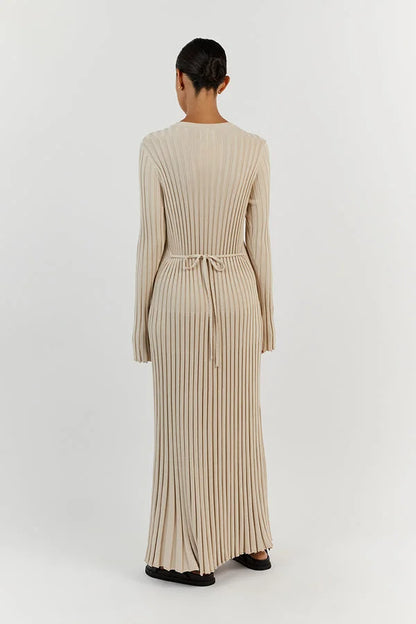 Stijlvolle Dames Maxi Sweater Jurk Met Lange Mouwen