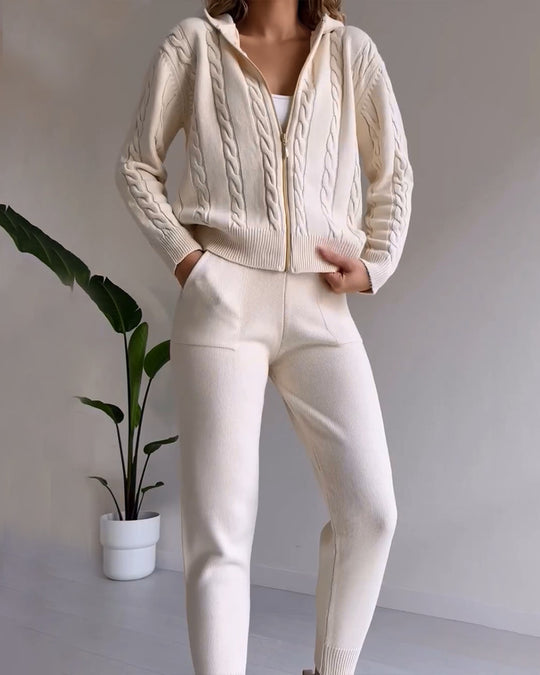 Dames 2-delige Loungeset met Gebreid Vest en Broek