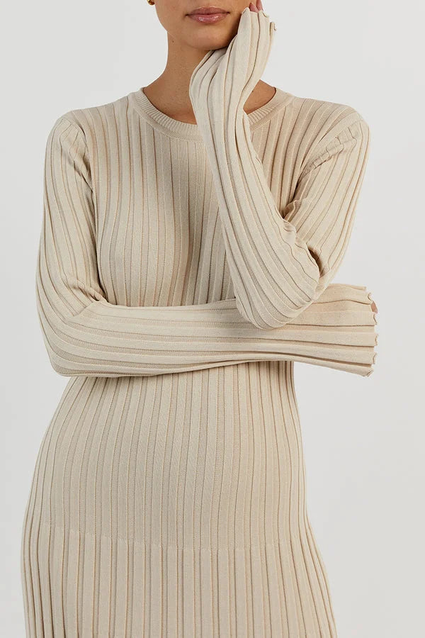 Stijlvolle Dames Maxi Sweater Jurk Met Lange Mouwen