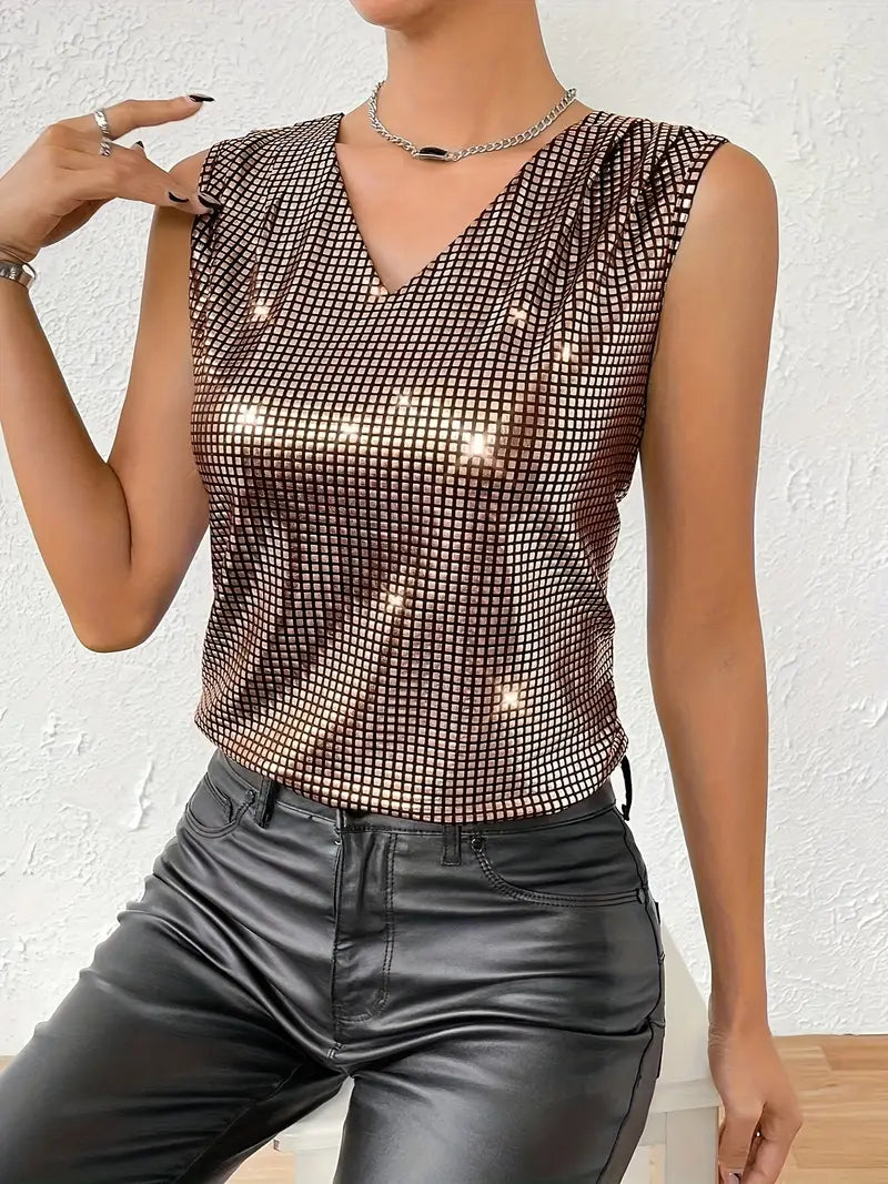 Cassey | Pailletten V-Hals Tanktop