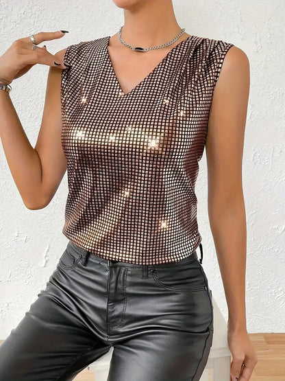Cassey | Pailletten V-Hals Tanktop