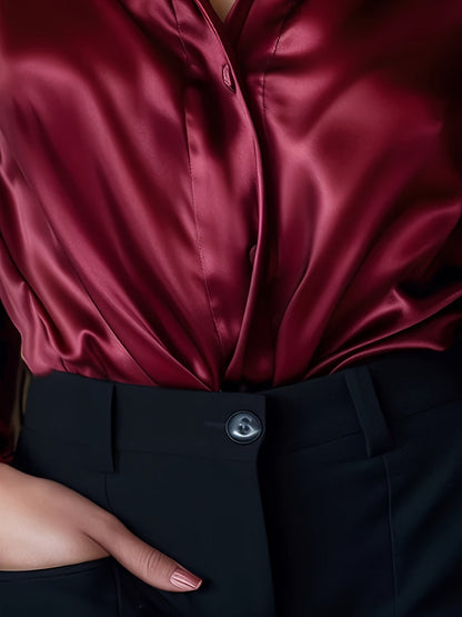 Luxe Blouse voor Vrouwen met Knoopsluiting en Lange Mouwen