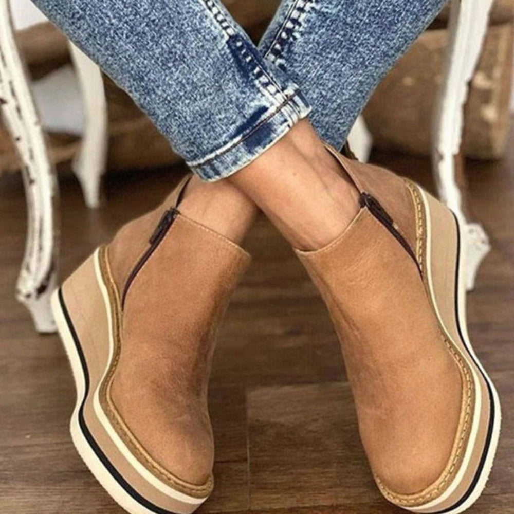 Freya | Women's Platform Wedge Slip-On Chelsea Boots