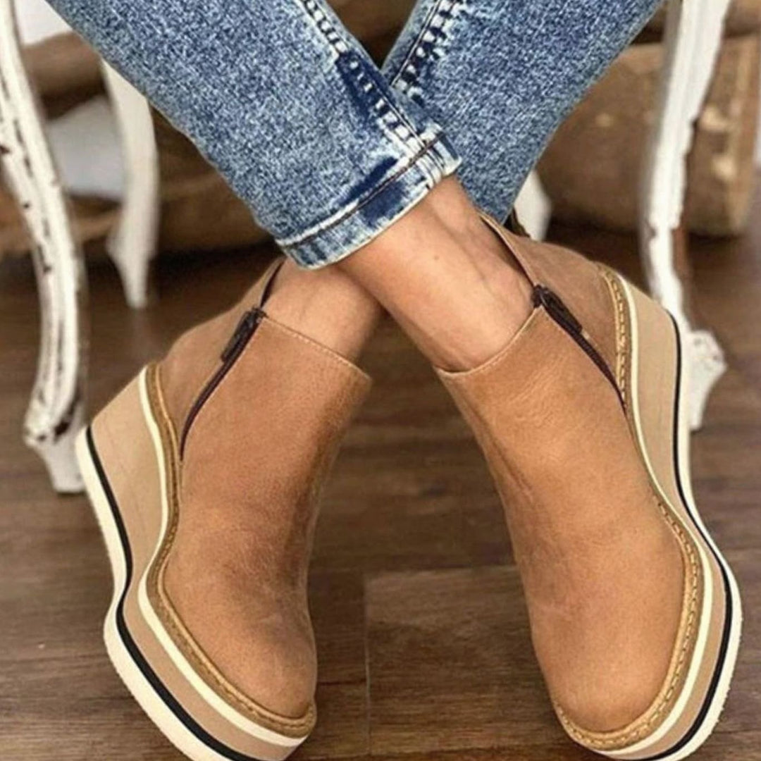 Freya | Women's Platform Wedge Slip-On Chelsea Boots