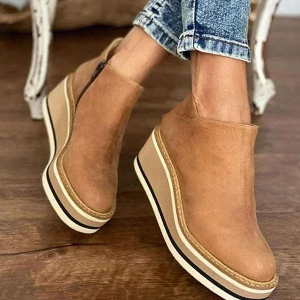 Freya | Women's Platform Wedge Slip-On Chelsea Boots