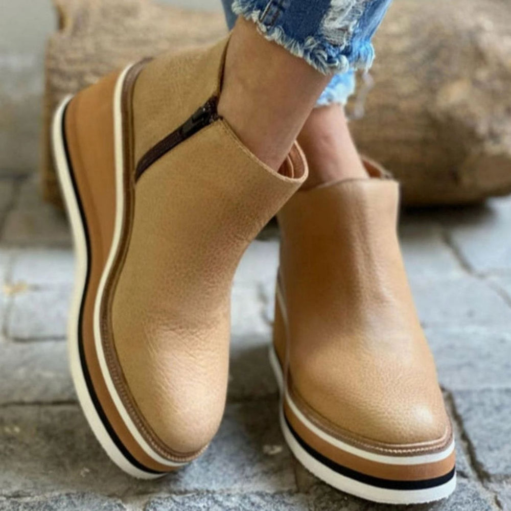 Freya | Women's Platform Wedge Slip-On Chelsea Boots