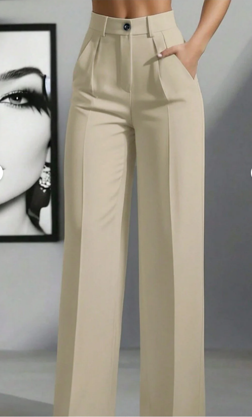 Elegante Hoge Taille Dames Pantalon met Wijde Pijpen
