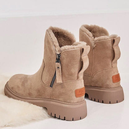 Warme Luxe Dames Enkellaarsjes met Rits en Faux Fur