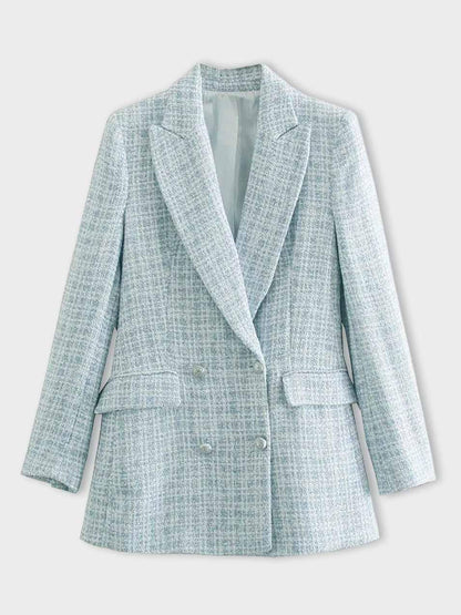 Ginny | Klassieke Bouclé Blazer met Dubbele Rij Knopen