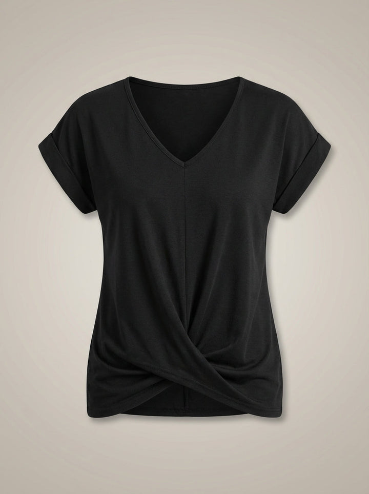 Casual Women's Blouse with V Neck and Twisted Front