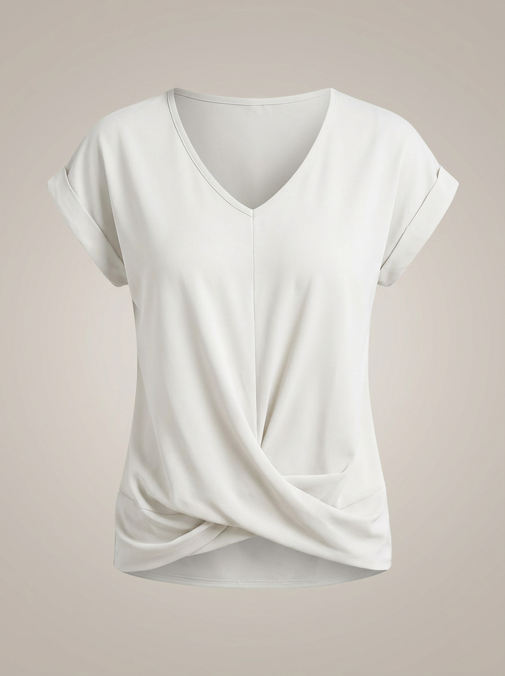 Casual Women's Blouse with V Neck and Twisted Front