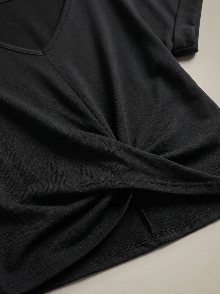 Casual Women's Blouse with V Neck and Twisted Front