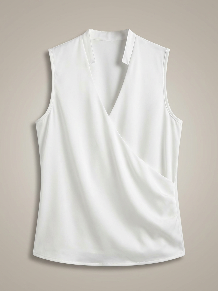 Elegant Women's Wrap Top with V-Neck and Short Sleeves