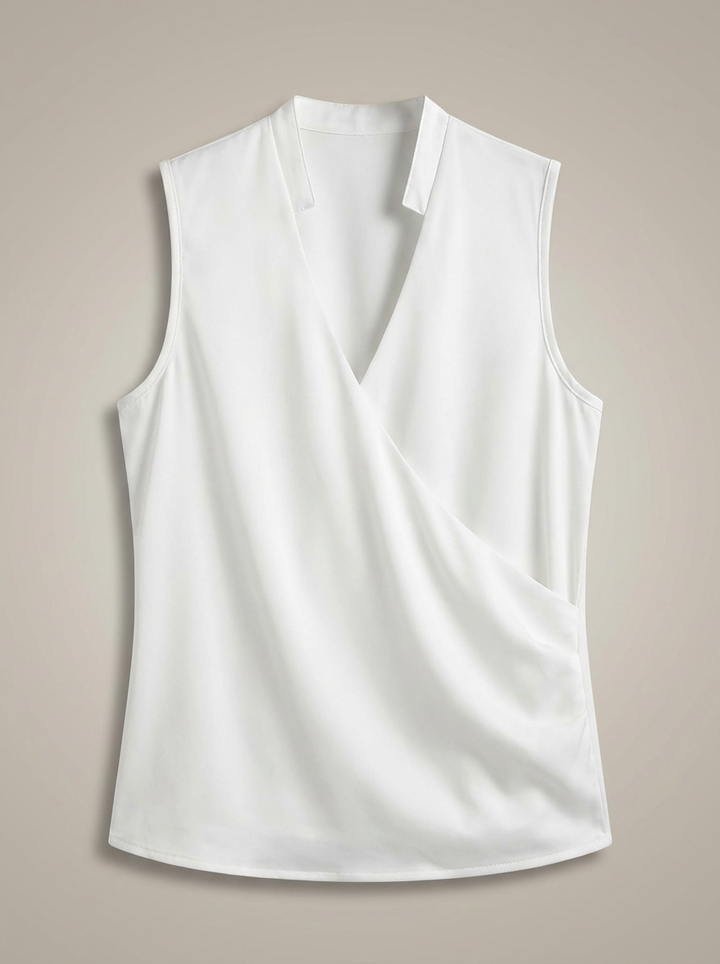 Elegant Women's Wrap Top with V-Neck and Short Sleeves