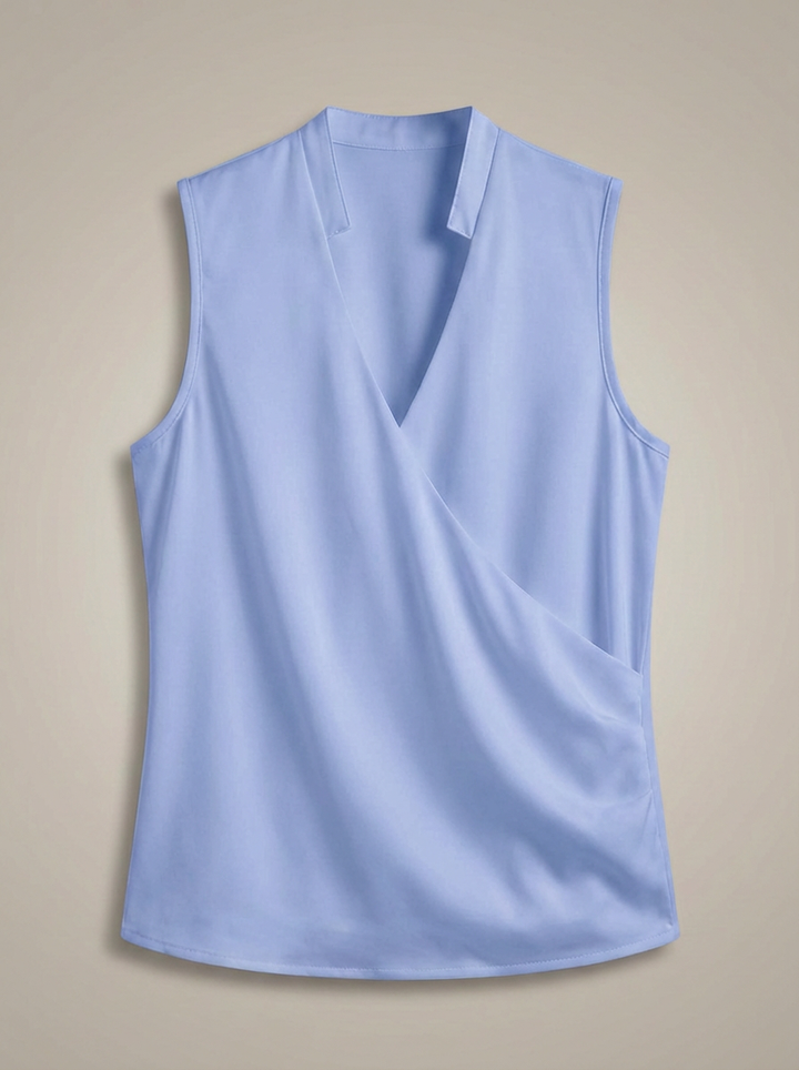 Elegant Women's Wrap Top with V-Neck and Short Sleeves