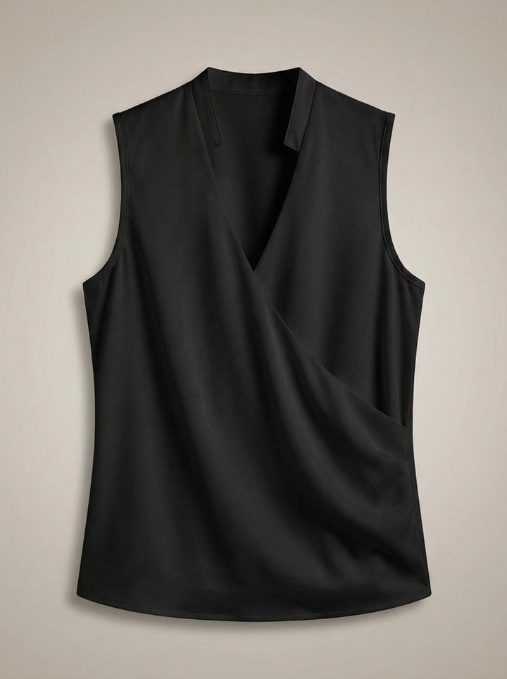 Elegant Women's Wrap Top with V-Neck and Short Sleeves