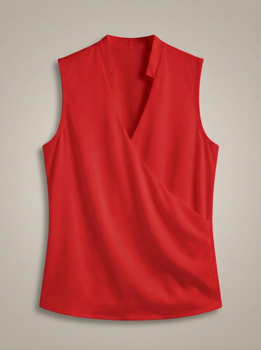 Elegant Women's Wrap Top with V-Neck and Short Sleeves