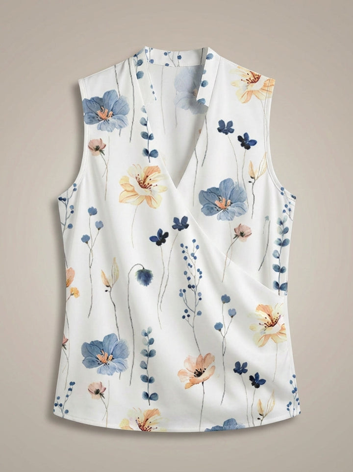 Elegant Women's Wrap Top with V-Neck and Short Sleeves