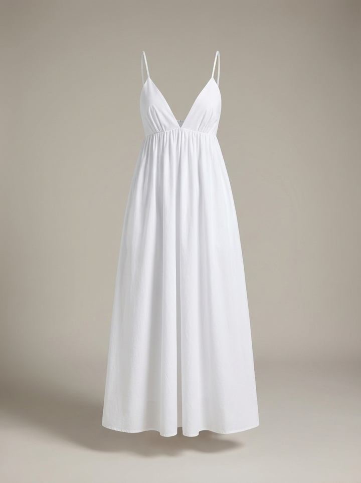 Lightweight Women's Summer Maxi Dress with Spaghetti Straps and V Neck