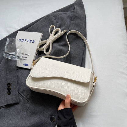 Luxe Dames Premium Vegan Leer Schoudertas met Flap Sluiting