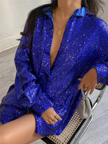 Oversized Dames Glitterblouse met Lange Mouwen