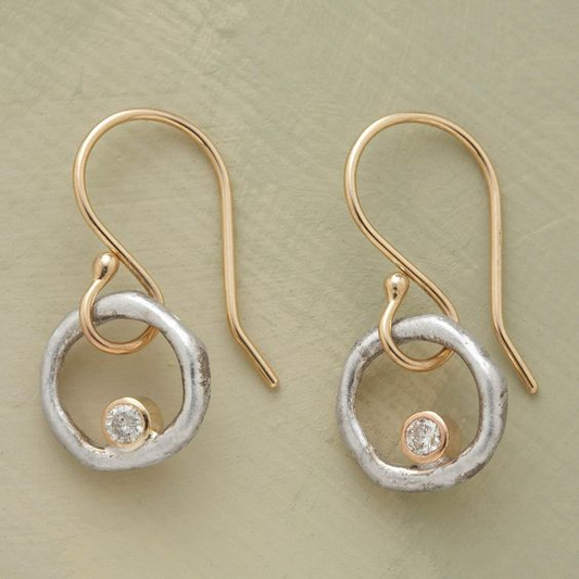 Vintage Gouden en Zilveren Oorbellen met Zirkonia